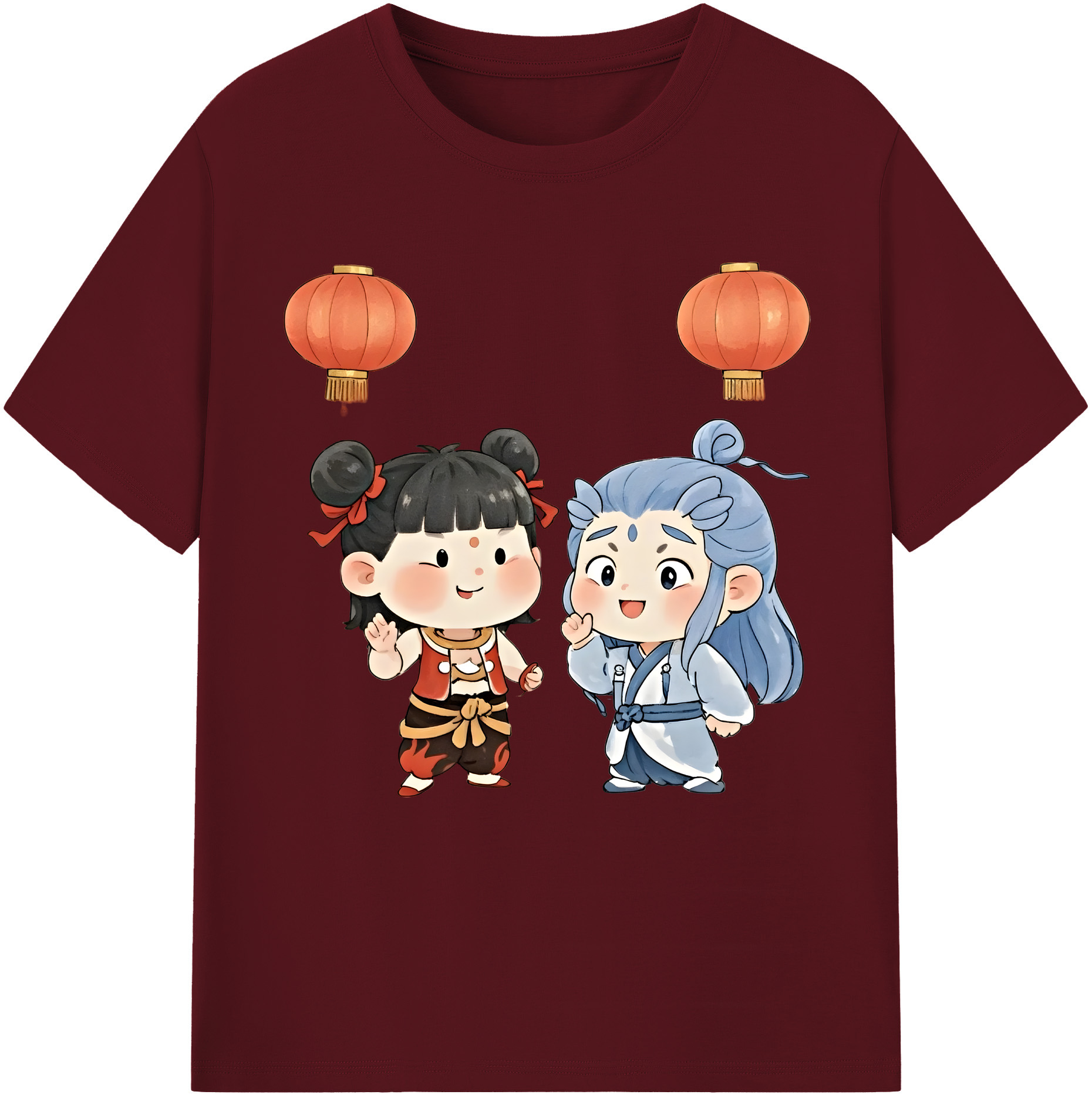 （画像用） Ne Zha 2 ナタ 魔童の大暴れ 綿100％半袖Tシャツ（フロントプリント）